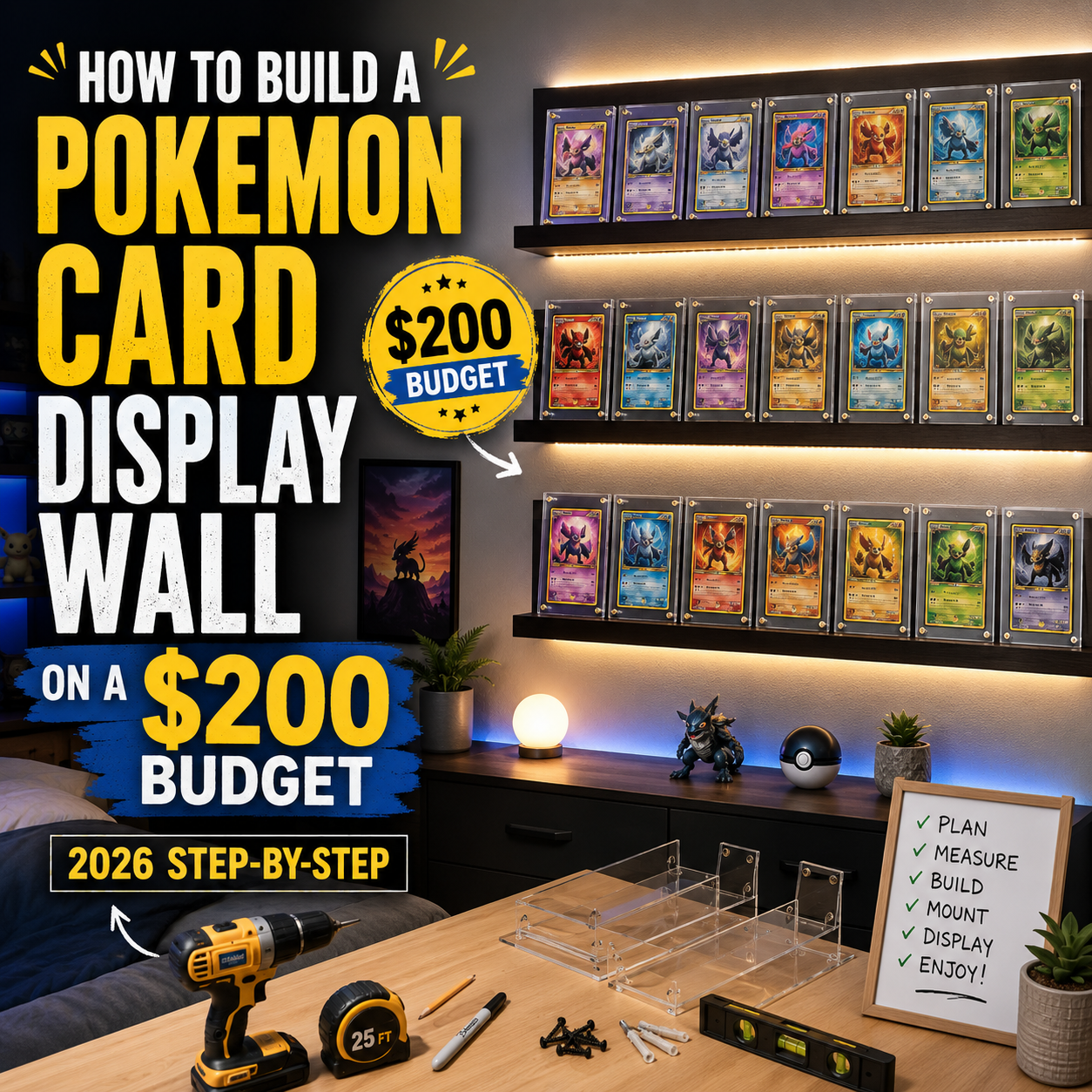 How to Build a Pokemon Card Display Wall on a $200 Budget (2026 Step-by-Step)