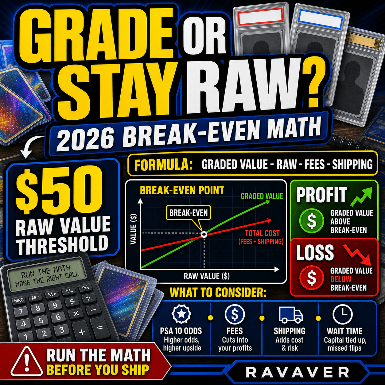Break even math for deciding whether to grade Pokemon cards in 2026