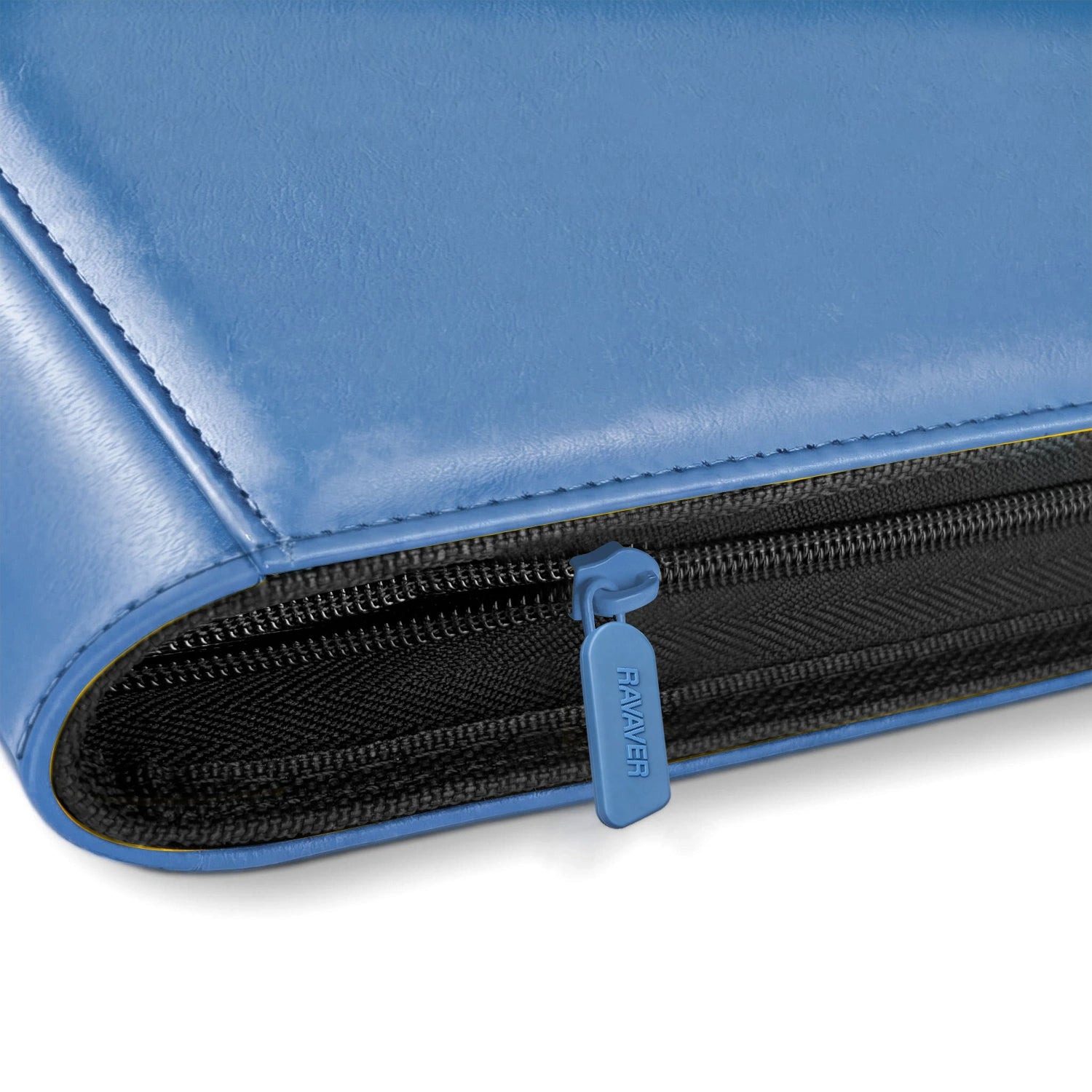 Size chart showing blue Pokemon card binder dimensions of 13.8 by 10 inches against trainer figures