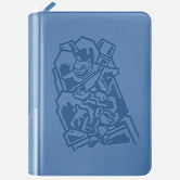 Blue leather 4-pocket Pokemon card binder with embossed Blastoise design and zippered closure